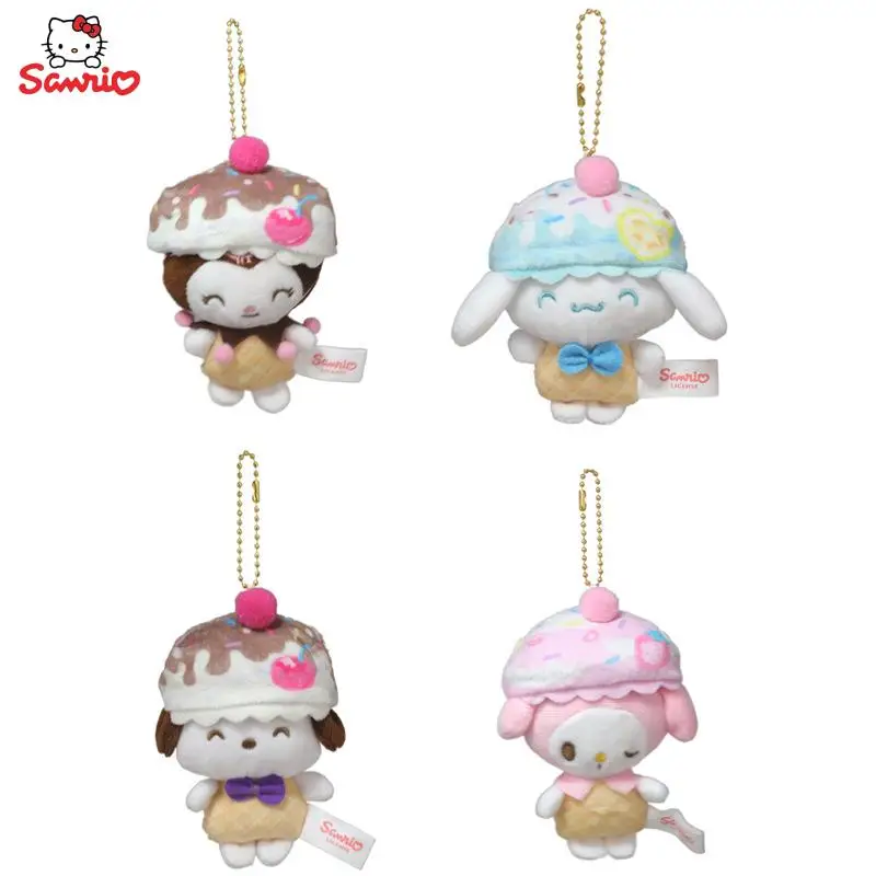 

Sanrio Bag Pendant Kuromi Melody Cinnamoroll Pochacco Summer Ice Cream Cone Serie Plush Toy Pendant Keychain Christmas Gift Girl