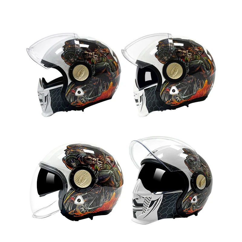Motocross Helmet Retro Multi-function Combination Motorcycle Helmet ABS Material Anti-collision Windproof Vintage Moto Helmet enlarge