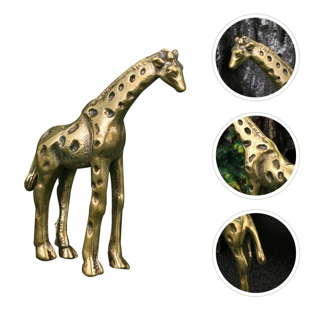 

Giraffe Animal Statue Brass Decor Sculpture Figurine Figurines Desktop Giraffes Shui Feng Mini Antiqueornament Lucky Fengshui