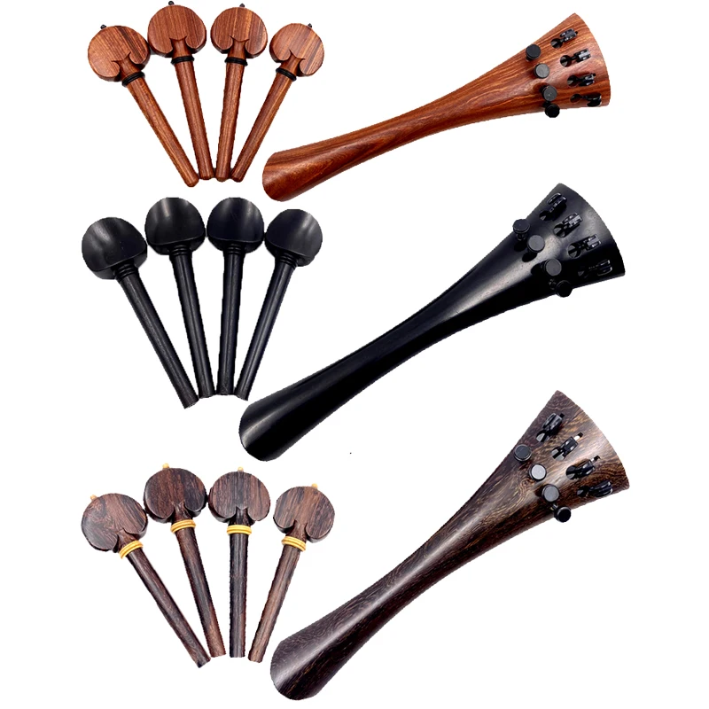 Professional Cello Pegs and Tailpiece,Tail Piece, String tuning Key,4/4 size Accessories,Fine tuner Ebony wood  Rosewood