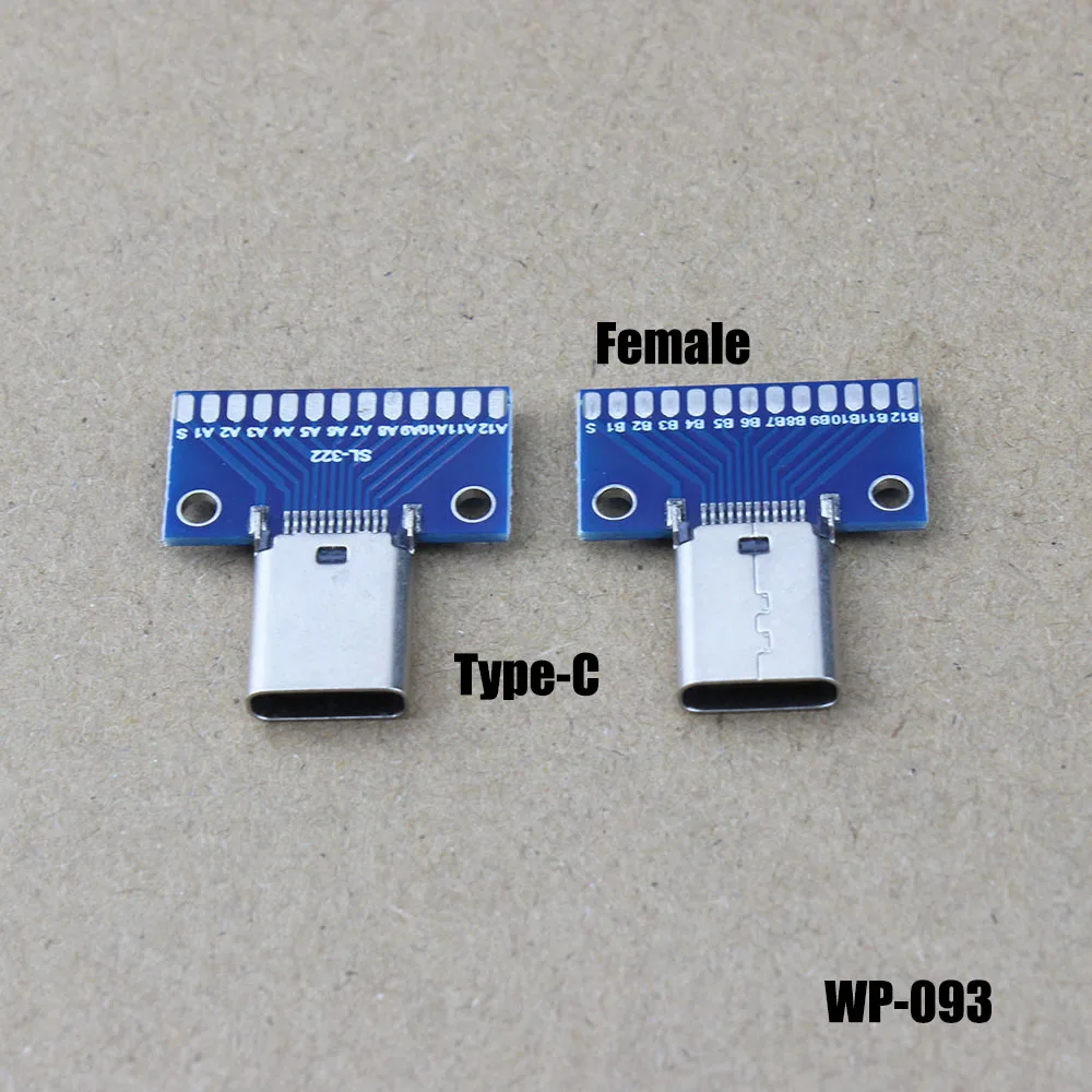 

TYPES USB 3.1Type C Connector 24+2P Female Male Plug Receptacle Adapter to Solder & Wire Cable PCB DIY Test Board 5.0 WP-093