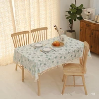 pastoral cotton table cloth rectangle art plain cartoon fish geometric table cover large home decor tassel dining tablecloth