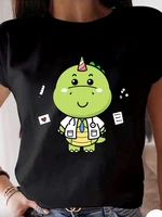 kawaii cute green dragon print casual t shirts 2022 woman fashion t shirt women harajuku graphic t shirt female summer tshirts