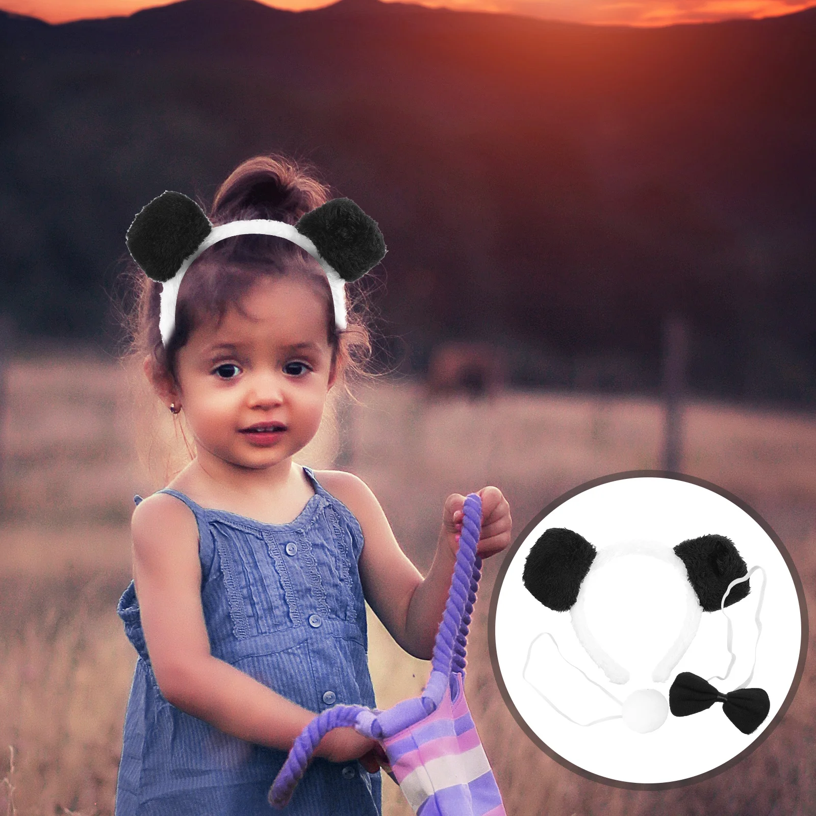 

1 Set Panda Headband Panda Cosplay Bowtie and Tail Halloween Party Costume Props
