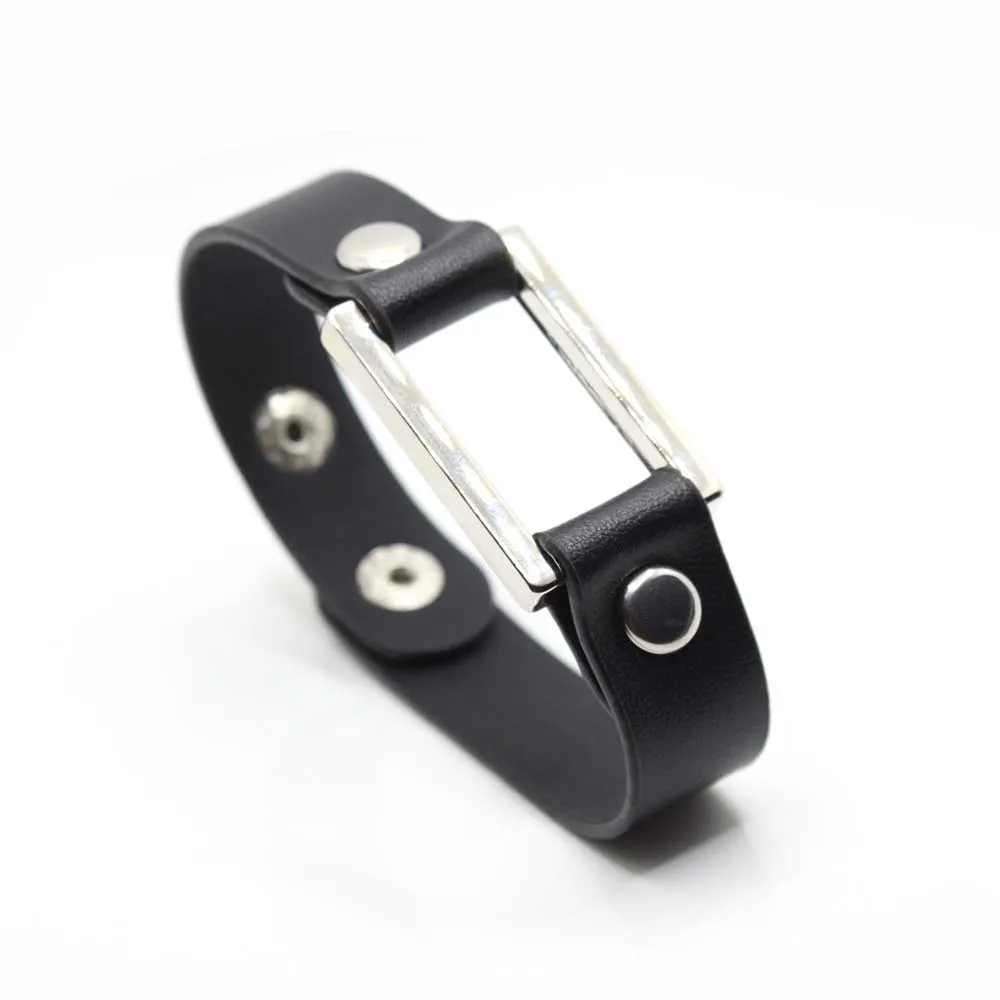 Женский черный браслет из искусственной кожи с пряжкой 2024