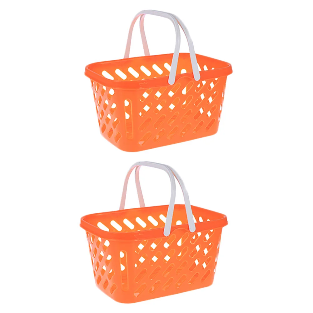 

Basket Shopping Kids Toy Grocery Play Baskets Mini Pretend Storagehandletoys Cart Organizereaster Portableminiature Fruit