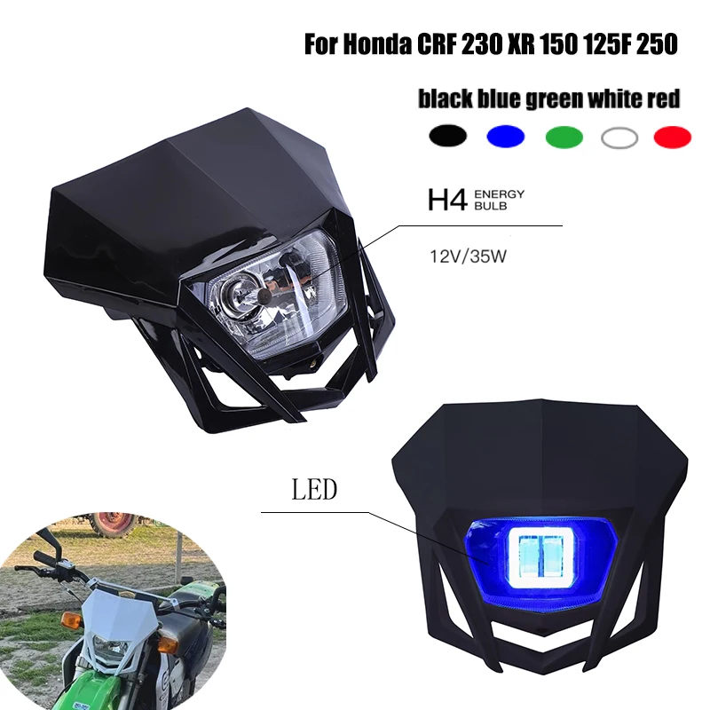 Motorcycle Headlight Plate For Honda CRF 230 XR 150 125F 250 Fairing Sport Universal Motocross Dirt Bike Head Lamp Accessories