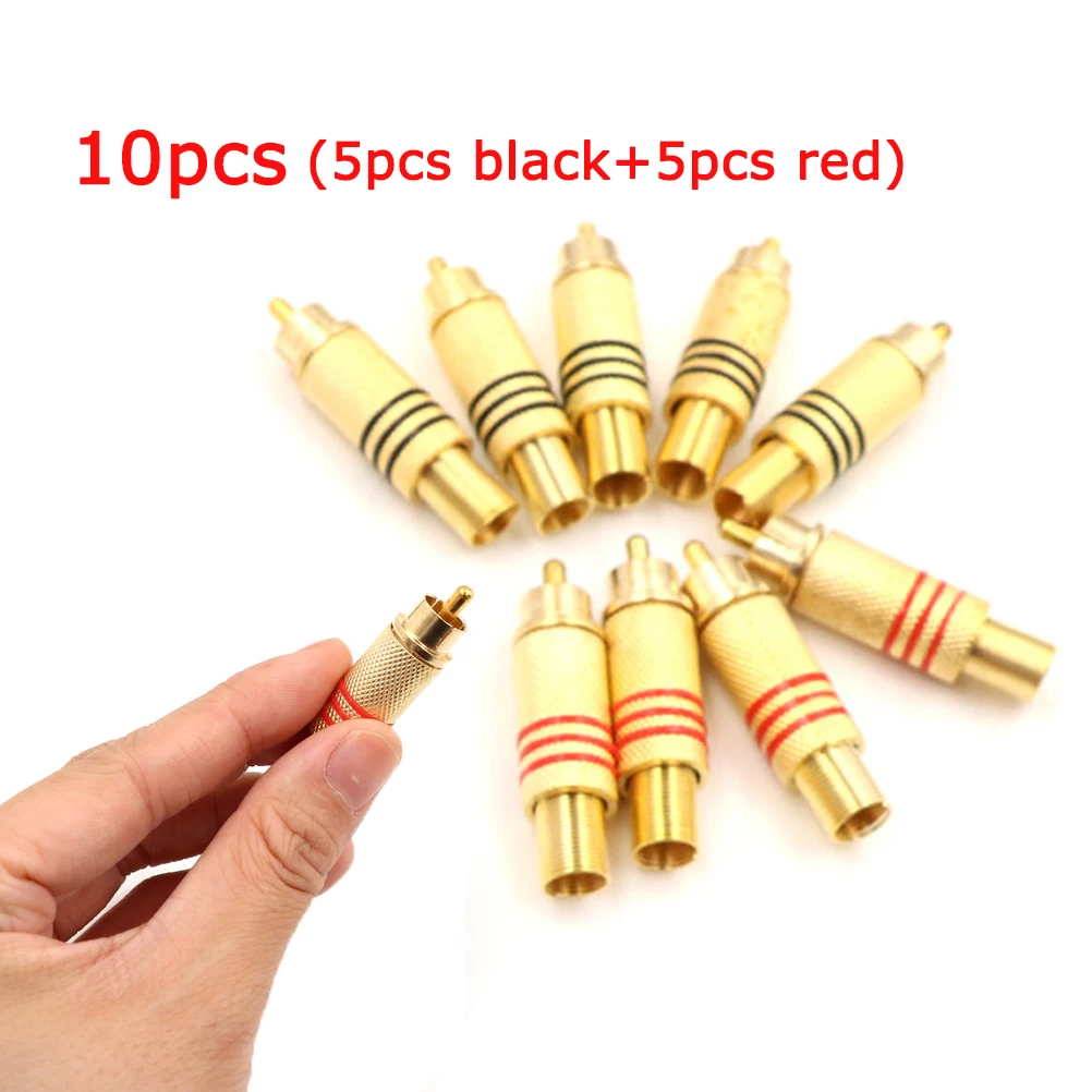 

10pcs RCA Male Plug Connector Non Solder AV Audio Video Locking Cable Plug Adapter Solderness For Video CCTV Camera Security