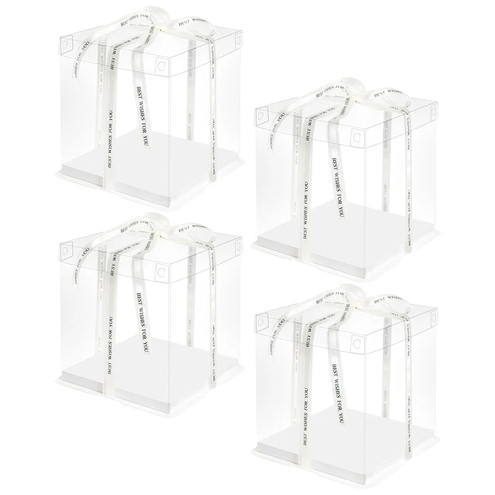 

4 Pcs Packing Supplies Plastic Cookie Containers Bakery Case Cake Box Clear The Pet Biscuit Party Accessory