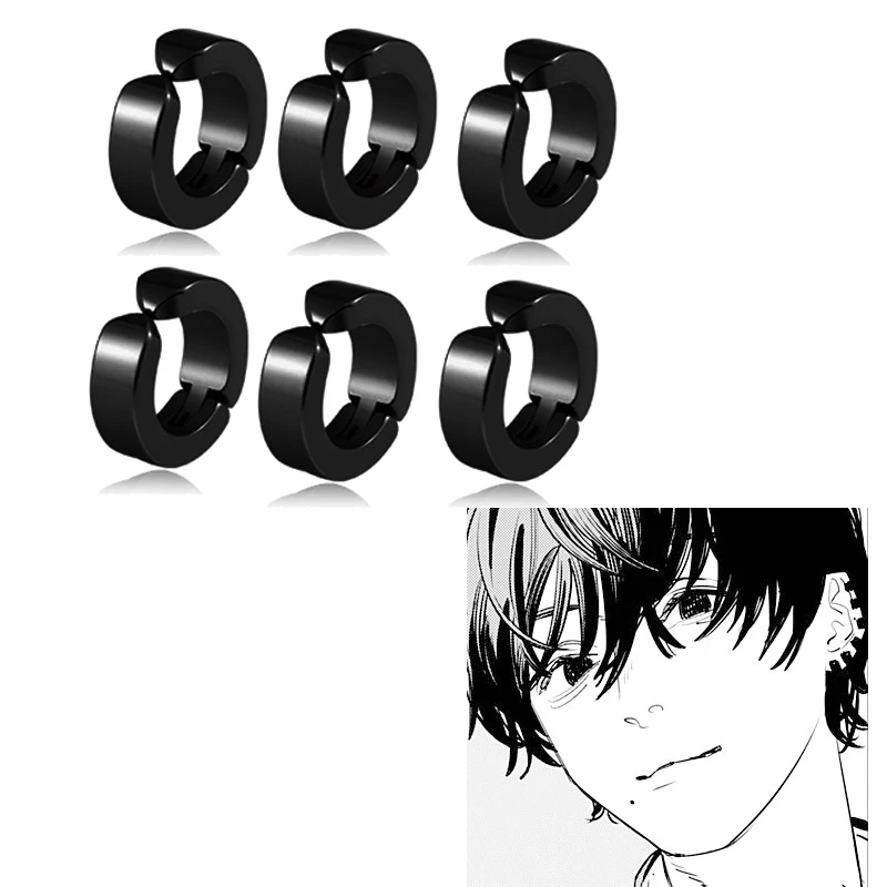 

Серьги в стиле аниме «человек с Бензопилой», Yoshida, Хирофуми, черные клипсы, 6 шт., аксессуары для косплея, искусственные ювелирные изделия Denji, ...