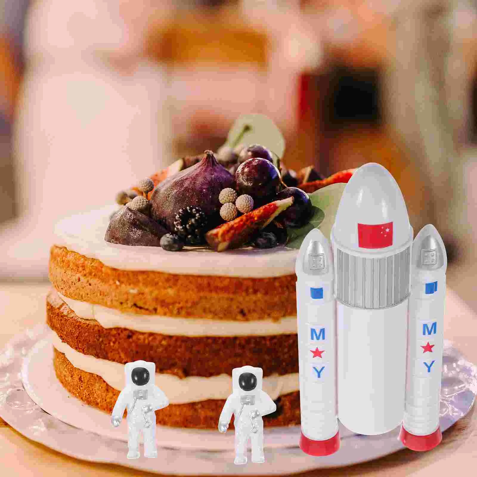 

Cake Space Astronaut Topper Rocket Cupcake Birthday Outer Model Spaceman Picks Decoration Decorations Kids Toppers Party Toy