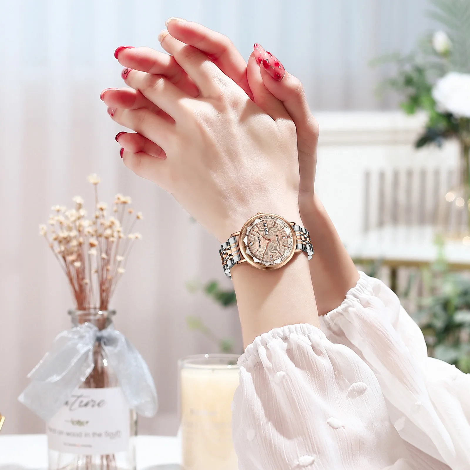 Women Watch Rose Gold Fashion Quartz Watch for Women Top Brand Luxury Ladies Wristwatch Waterproof Date Week Girlfriend Gift