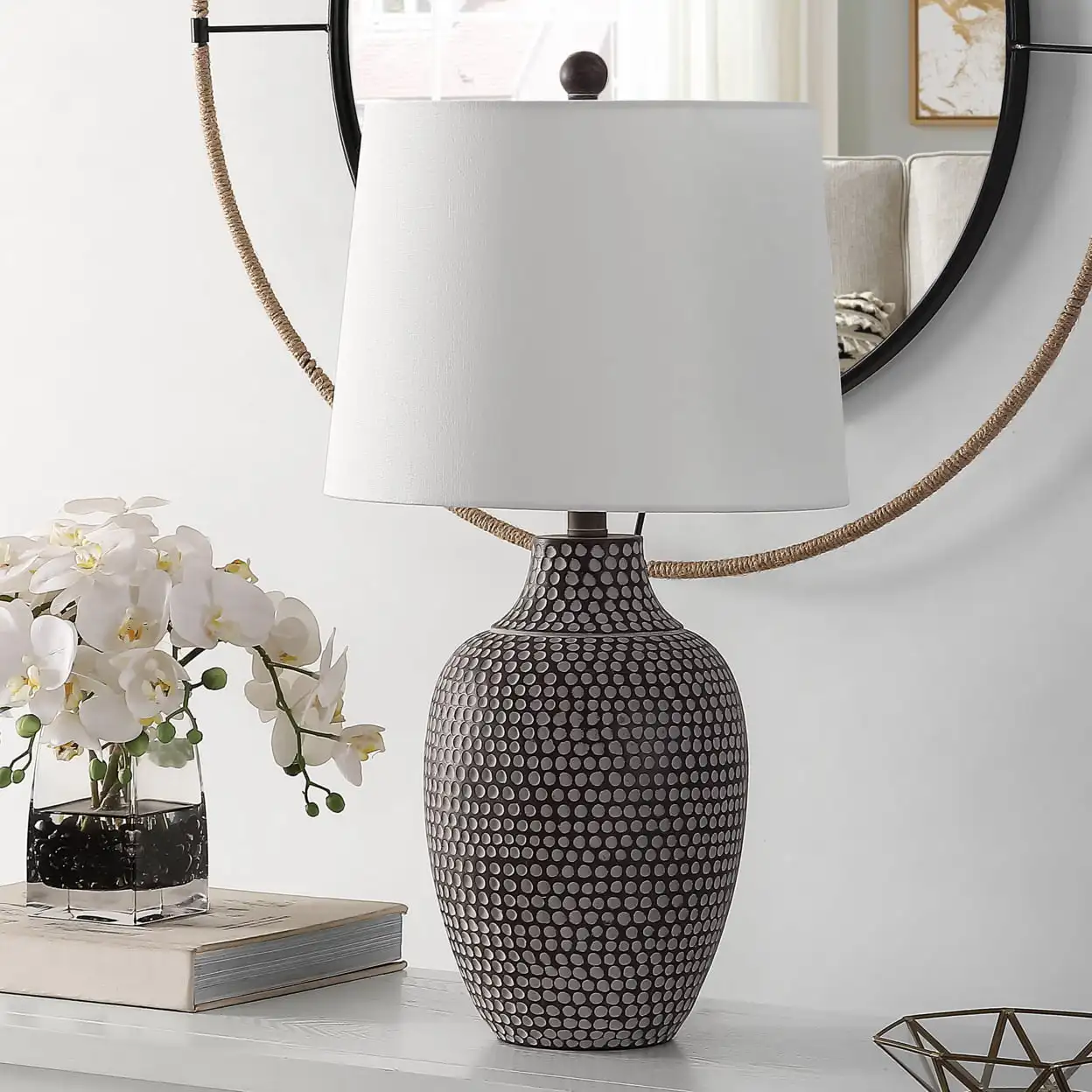 

Resler 25 in. Textured Table Lamp, Brown
