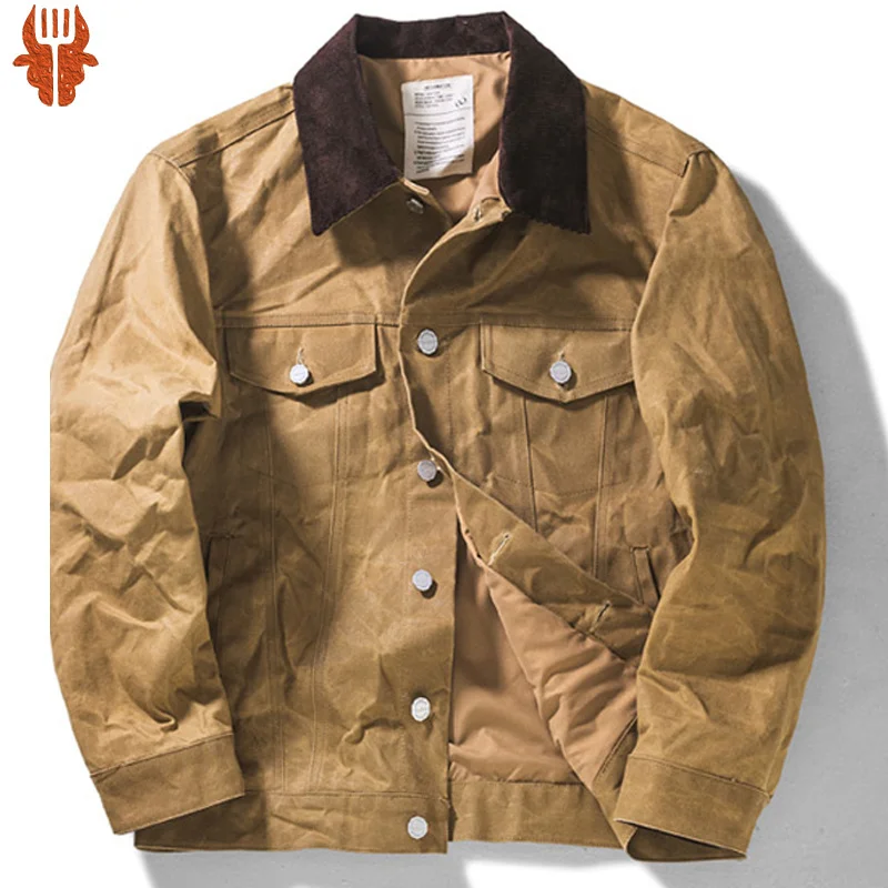 Wax Oil Jacket Of Waterproof Military Motorcycle Biker Rider Man Coat For Spring Autumn Vintage Cowboy Waxed Canvas Clothes