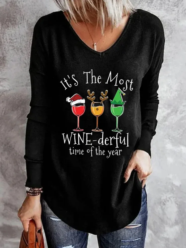 

It's The Most Wine-derful Time Of The Year T-Shirt Tee y2k Clothes Ropa Mujer Corset Top Tops Women Top Mujer Vetement Femme