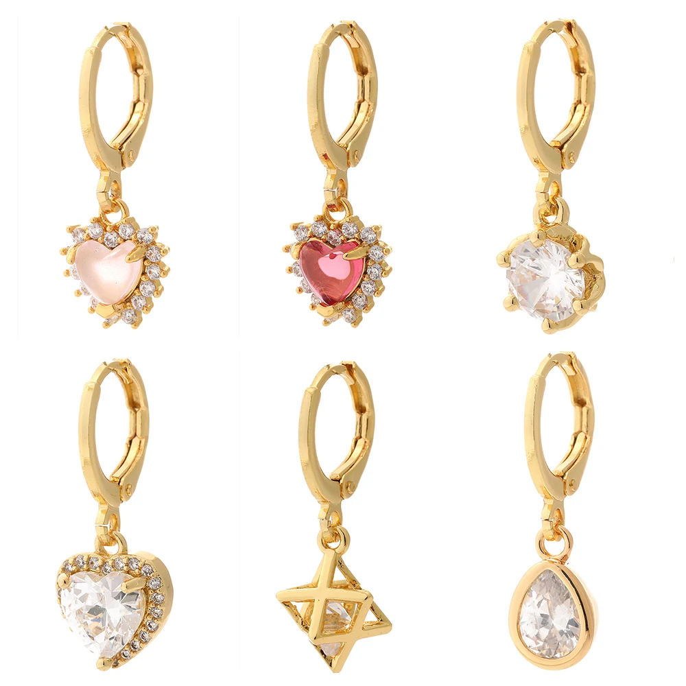 

Heart Earrings for Women Gold Color Hoop Earrings Micro Pave Zircon CZ Love Paired Earring Trendy Punk New Fashion 2021 Earrings