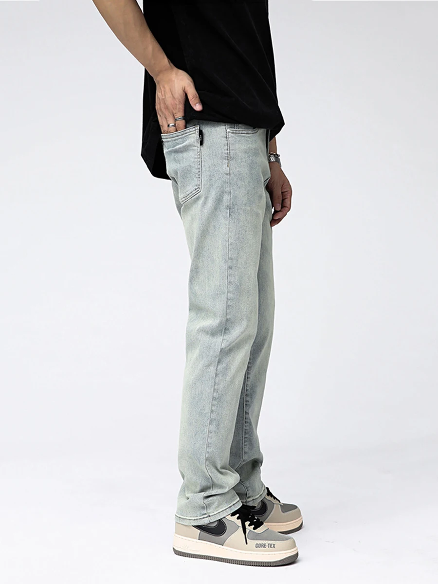 Four Seasons Men's Jeans Korean High Street Trend Straight Slim Pants Streetwear Men's Ins Hot Sale Y2k Men’s Jeans  Mens Pants