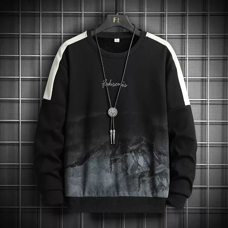 

Shirt Long Sleeve Sweatshirt Hip Hop Sweatshirt Streetwear Men Fall Pullover O-Neck Shirt Plus Size Men Hoodie Crewneck
