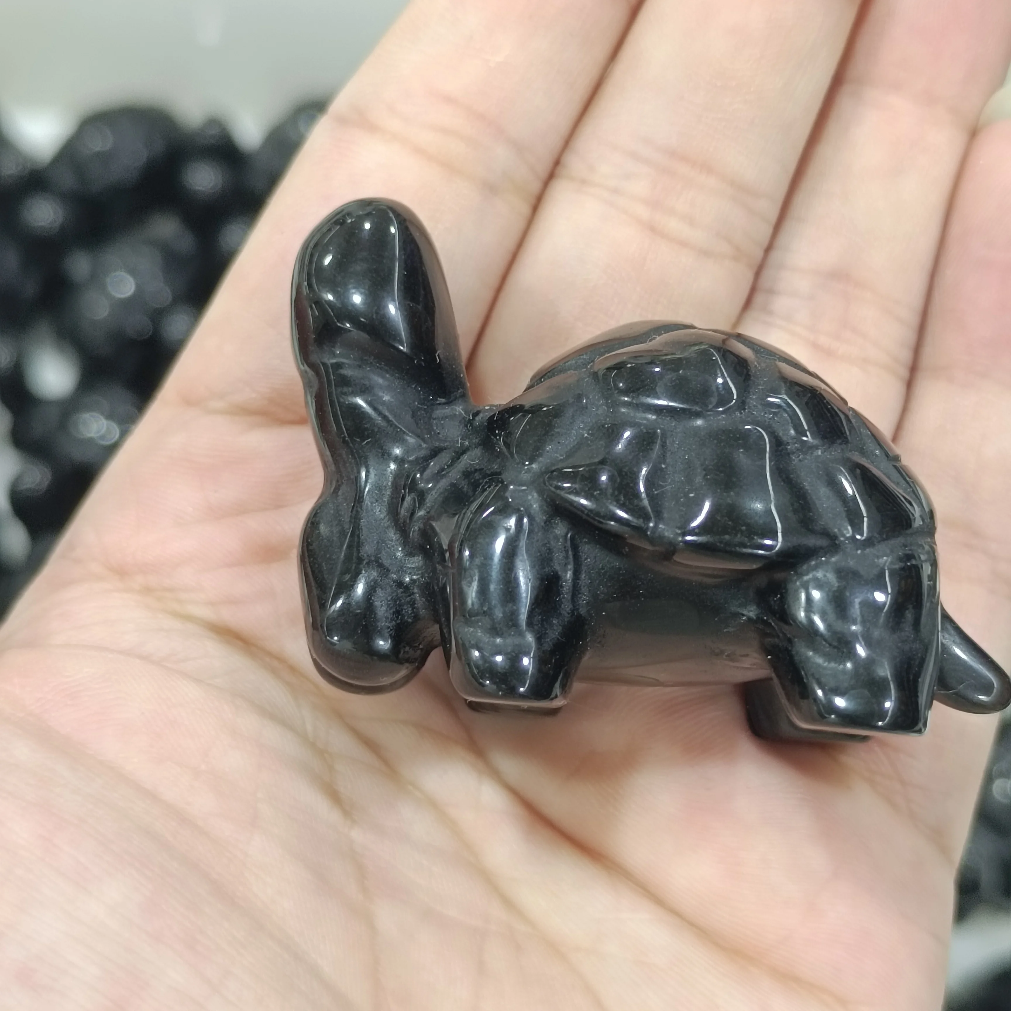 

5-6cm Natural obsidian Turtle Tortoise Statue Healing Crystals Gemstone Animal Stone Figurine Home Decoration crafts ornament