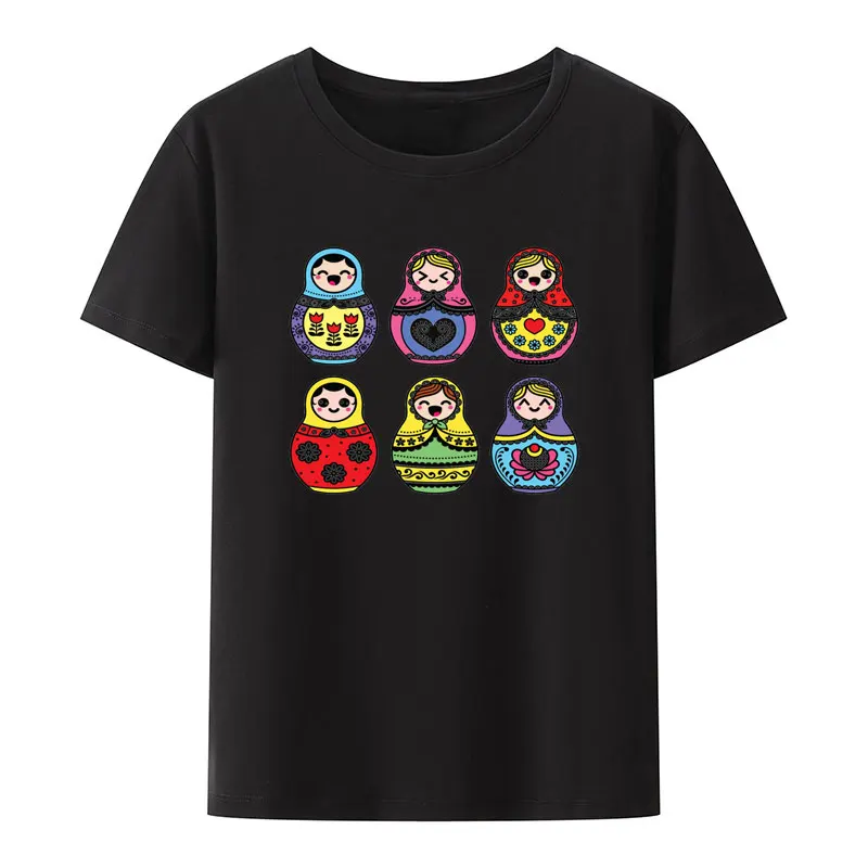 Милая матрешка футболка с модальным принтом кавайная русская культура