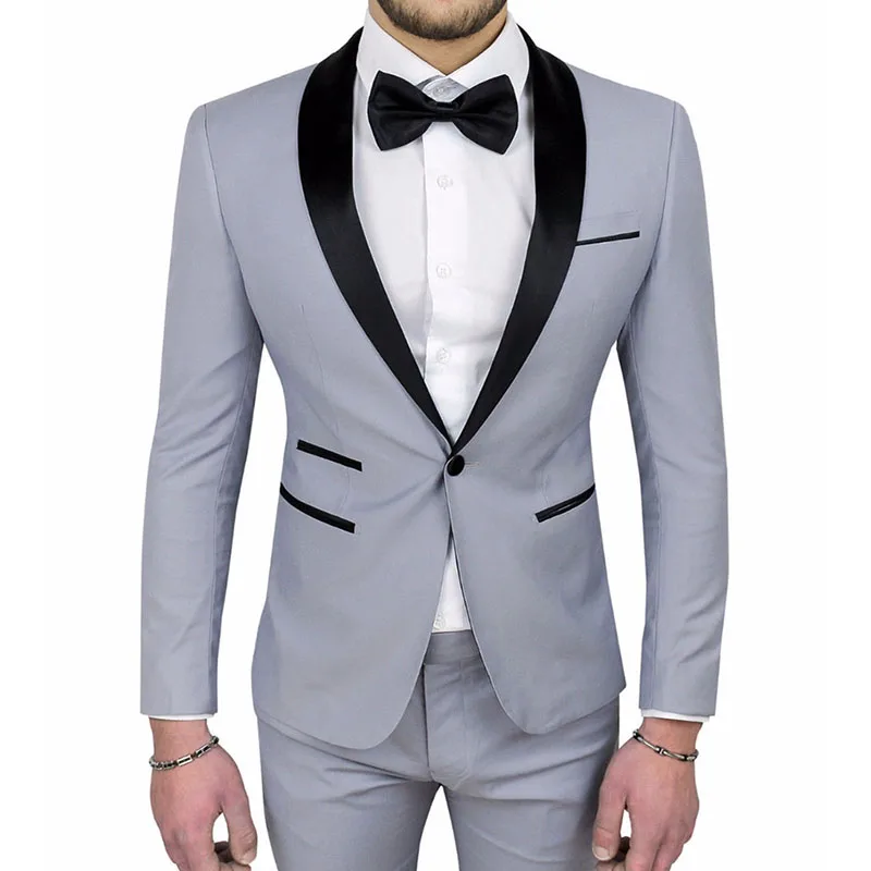

New Gray Men Suits for Wedding 2022 Best Man One Button Groomsman Groom Tuxedos Prom Wedding Suits 2 Pieces ( Blazer + Pants )