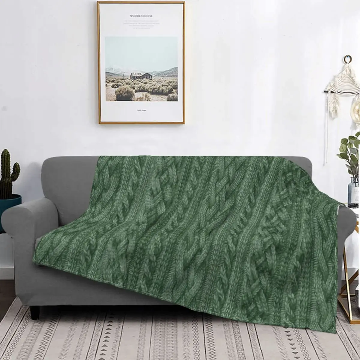 

Manta de punto de Cable verde de pino, colcha de cama, alfombra a cuadros, toalla de playa, manta Kawaii, funda para niños