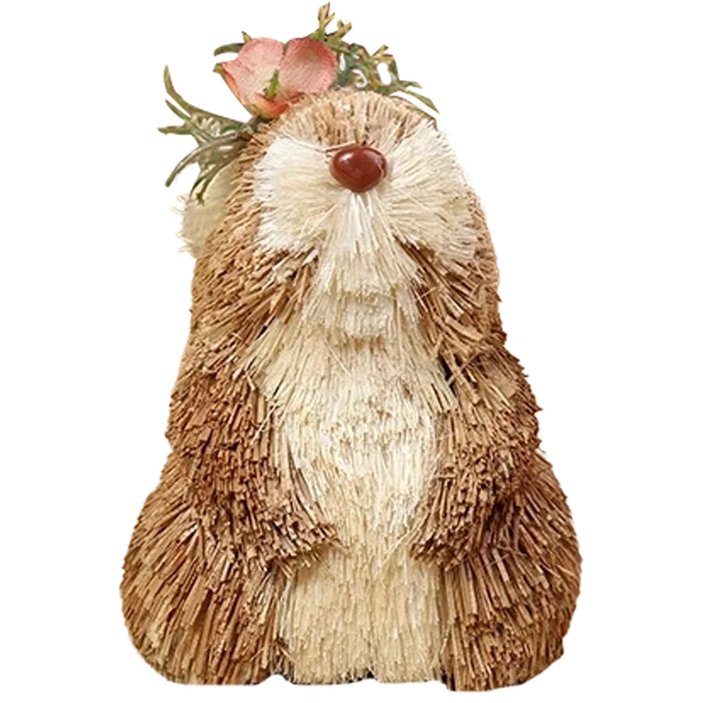 

Bunny Decor Statue Rabbit Outdoor Desktop Statues Home Easter Sisal Ornaments Creative Cute Model Bunnies Resin Craft