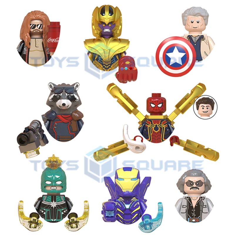 

Конструктор капитан танос, Человек-паук, Тор, ракета, енот, перц, Lee модель кубики MOC, подарки, игрушки для детей