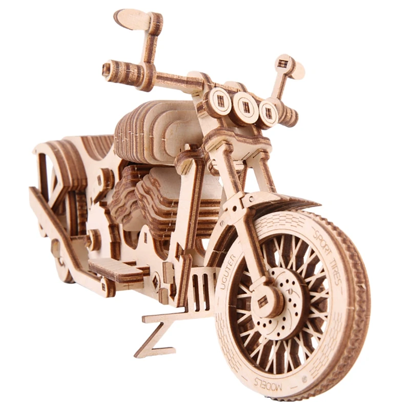 

NEW-3D Wooden Puzzle Motorcycle Puzzle DIY Handmade Mechanical Toy For Children Adult Game Assembly Wooden Kit