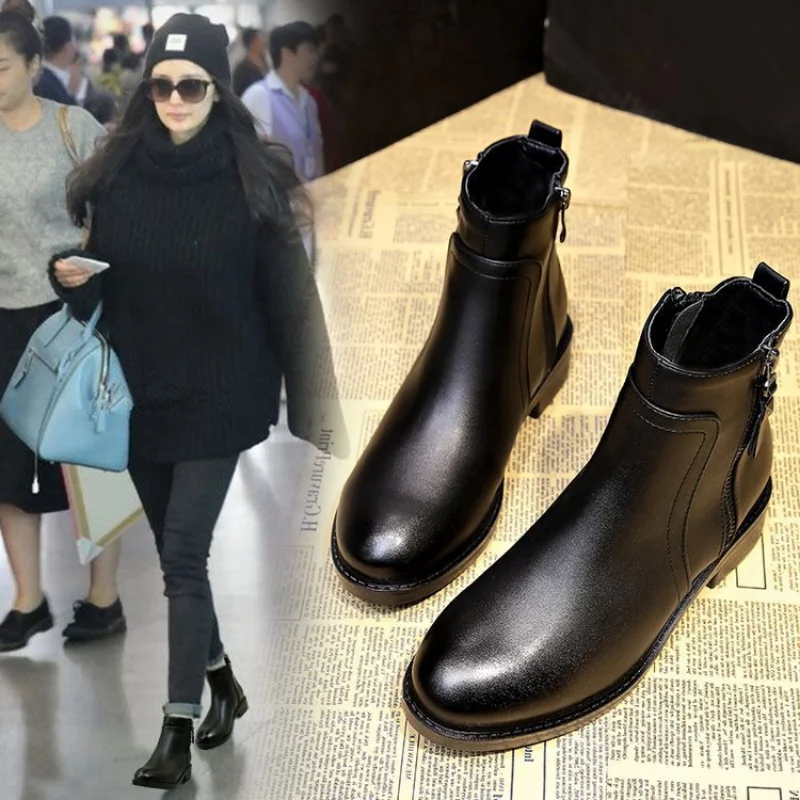 

Новинка осенне-зимняя женская обувь BCEBYL бархатные повседневные ботинки с круглым носком рыцарские Ботинки женские ботильоны 2022