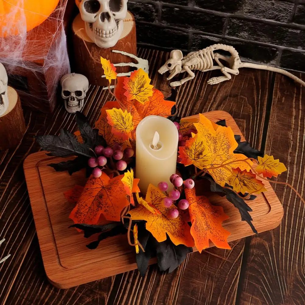 Осенний венок в деревенском стиле тематический праздничный на Хэллоуин с