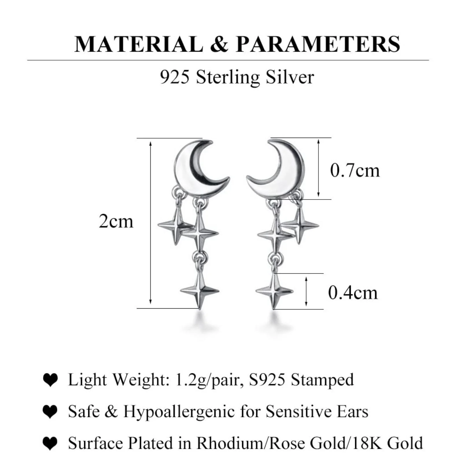Серьги в виде звёзд для девушек