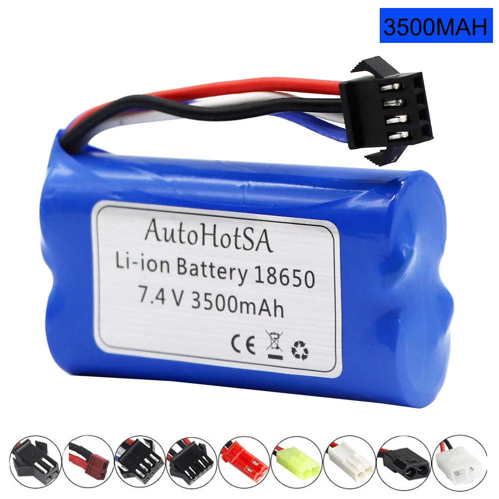 Обновленная модель, штепсельная вилка 2S 7,4 в 3500 мАч 18650, литий-ионная батарея для HQ960 961 962 Udi902 Udi007 Udi001 Udi002 R/C, запчасти для лодок, грузовиков и автомобилей