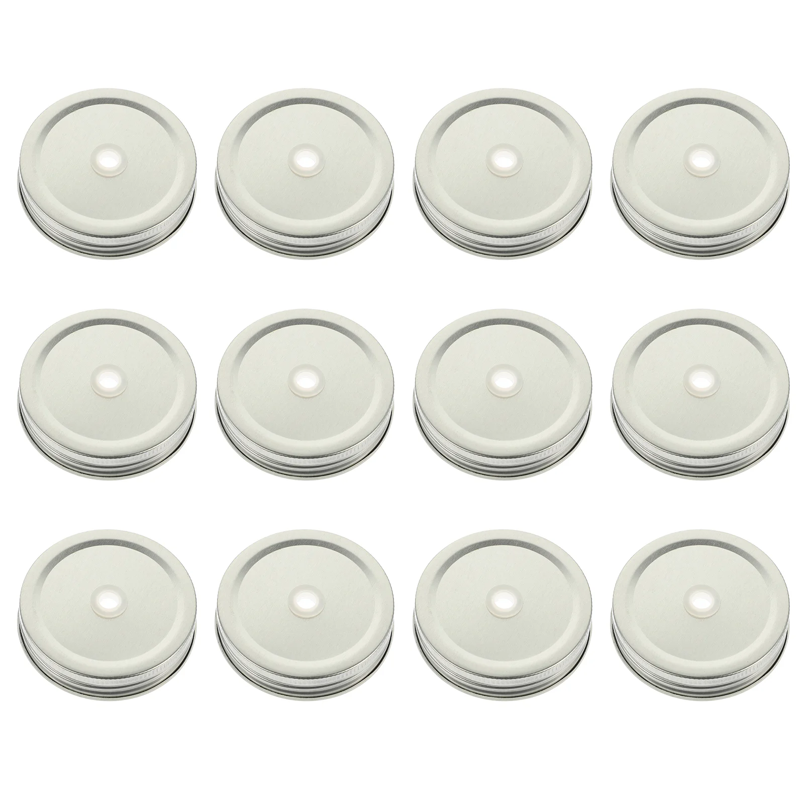 

12 Pcs Mason Jar Tinplate Sealing Lid Can Cover Leak Proof Iron Lids Straw Hole