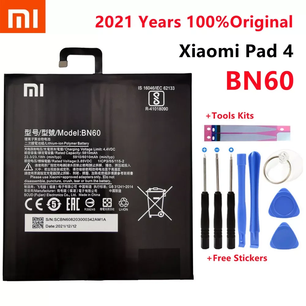 

2023New Xiao Mi New 100% Original BN60 6010mAh For Xiaomi Pad 4 Mipad 4 Mobile Phone In Stock Batteries Batteria With Gift Tools