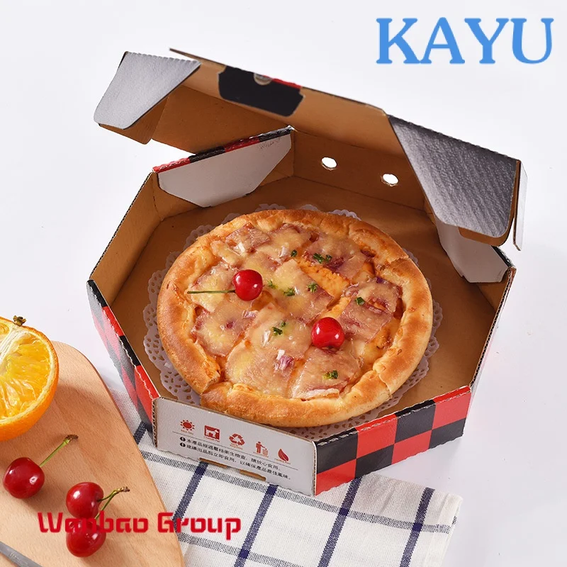 Wholesale 12 Inch Food Grade Biodegradable Corrugated Black Kraft Paper Packaging round shaped pizza box