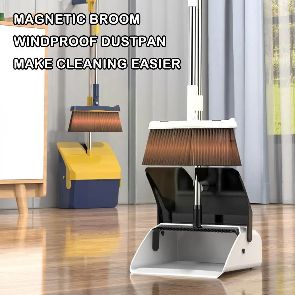 

New Clamshell Foldable Broom Dustpan Stainless Steel Brush Cleaning Broom Floor Teeth Upright Comb Soft Retractable Q8w7
