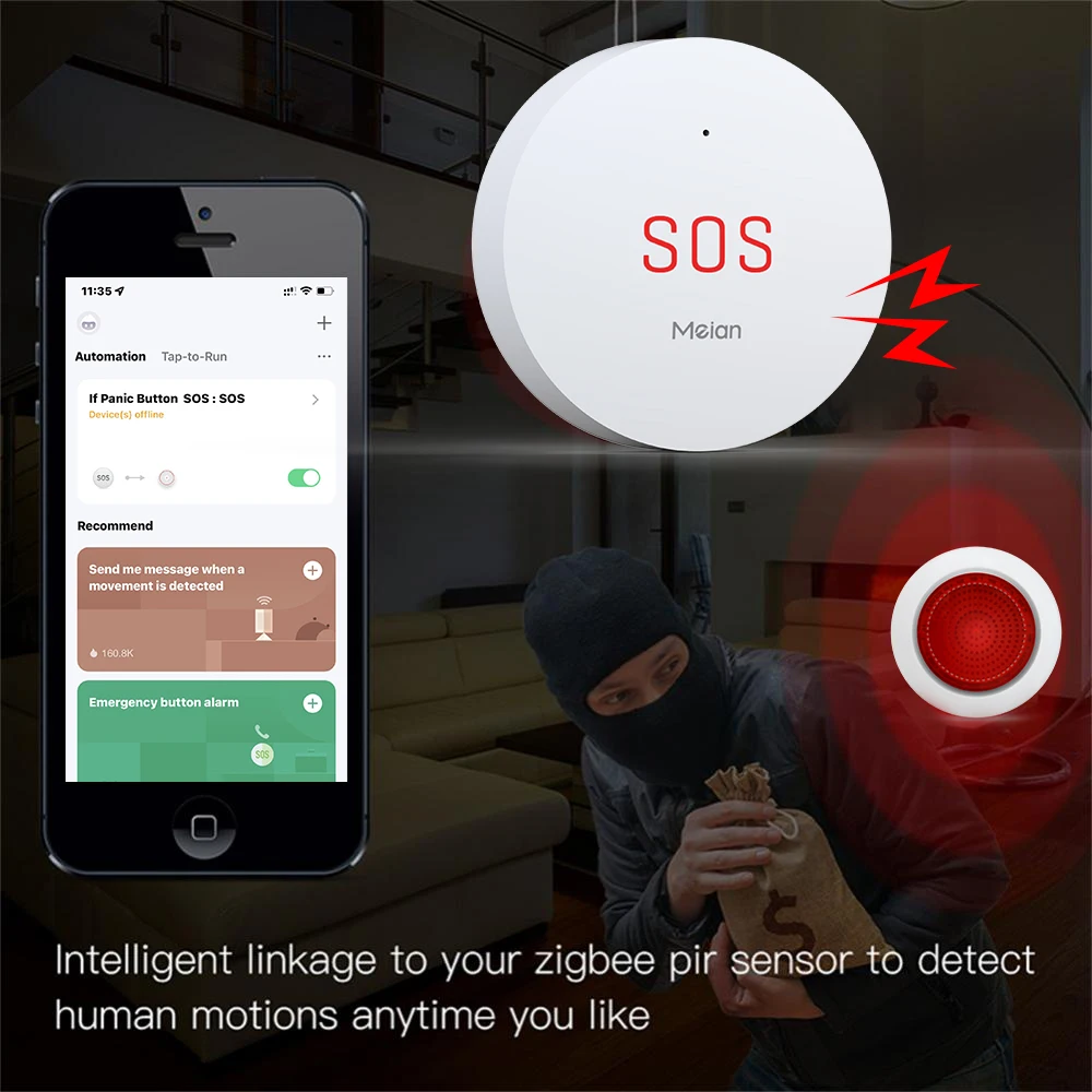 3PCS Tuya Zigbee SOS Button Emergency Button Work With Smart Life/Tuya APP Security Protection for the Elderly,Children(Need Hub enlarge