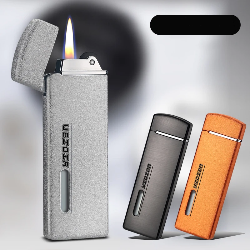 

The New Ultra-Thin And Light Metal Added Butane Gas Lighter Can Be Put Into A Cigarette Case To Carry Cigarette Accessories