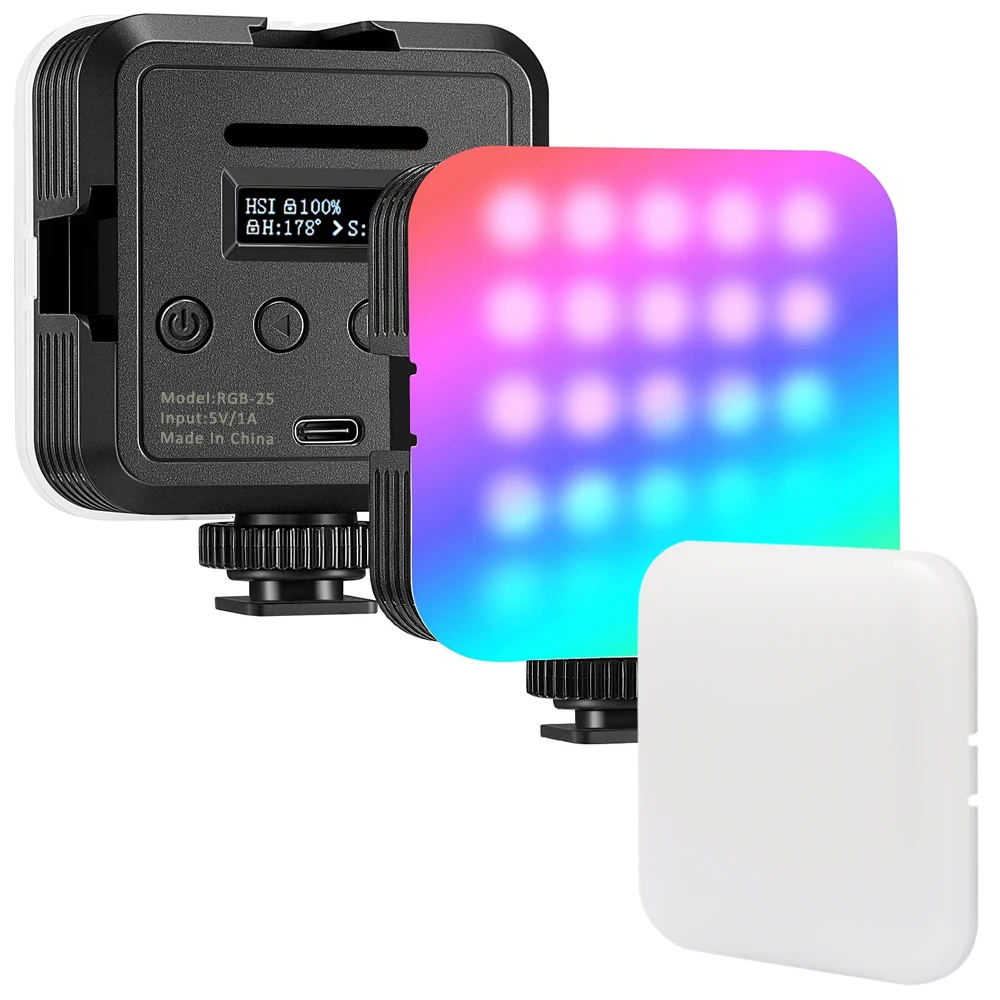 

Mcoplus Mini RGB Video Light 360° Full Color LED Camera Light CRI 95+ 2500-8500K Dimmable Portable Photography Selfie Light