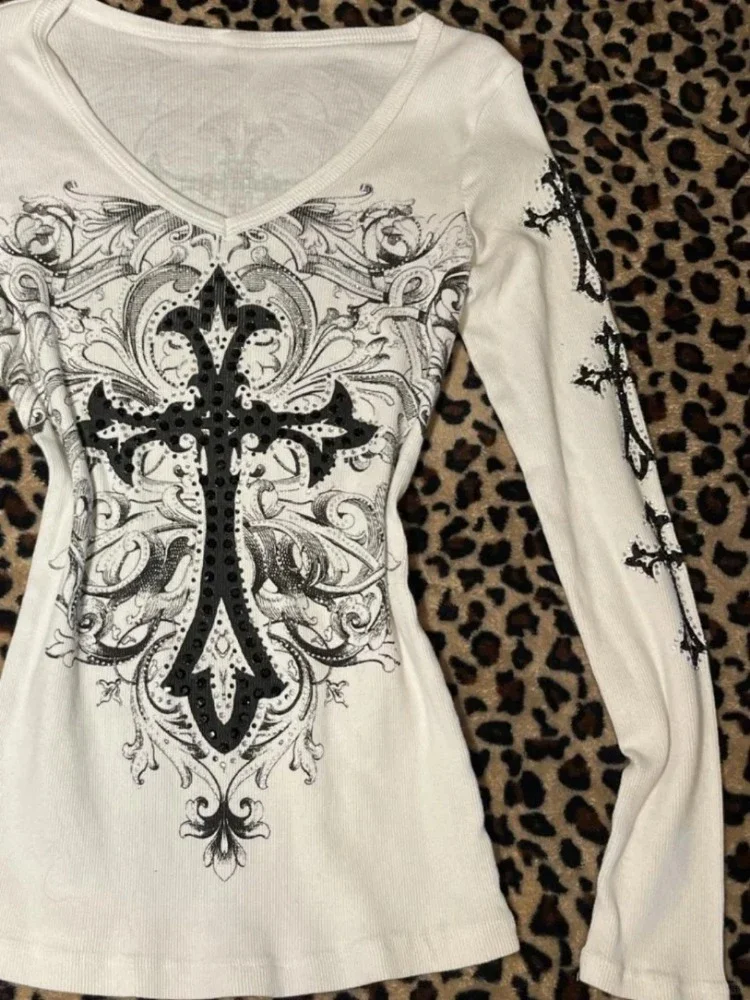 Женская винтажная футболка в стиле гранж Harajuku