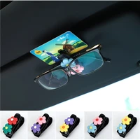 creative car glasses clip lovely flower car sunglasses frame multifunctional sunshade gear hanging bill business card clip