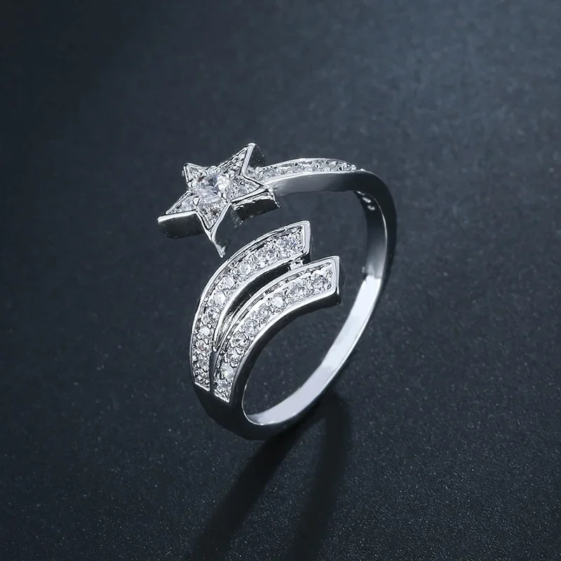 Новые открытые пятиконечные кольца с цирконом ювелирные изделия простое