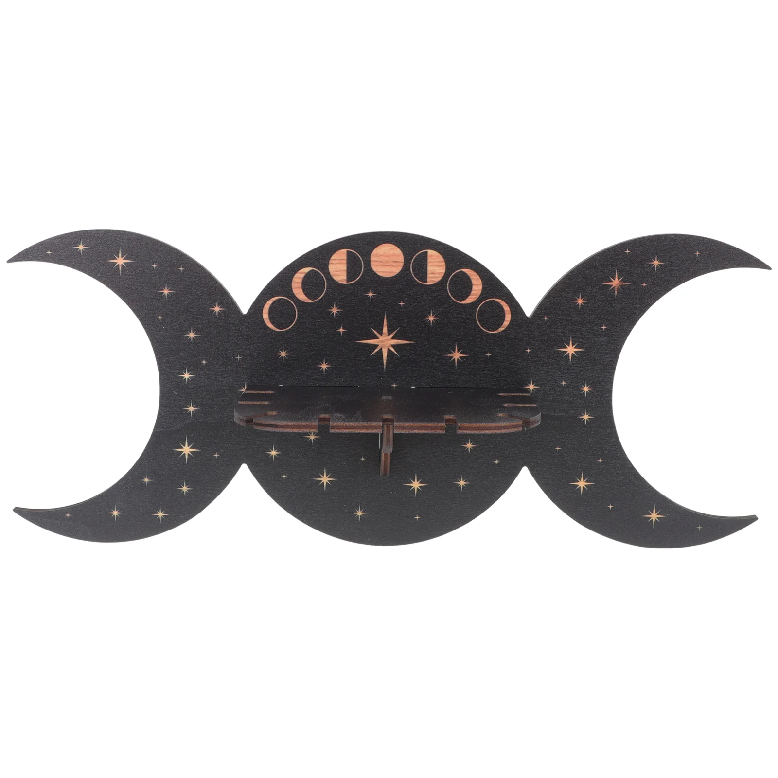 Living Room Delicate Wooden Stones Display Shelf Crystal Stones Wall Shelf Wall Mounted Crystal Rack Wall Display Stand