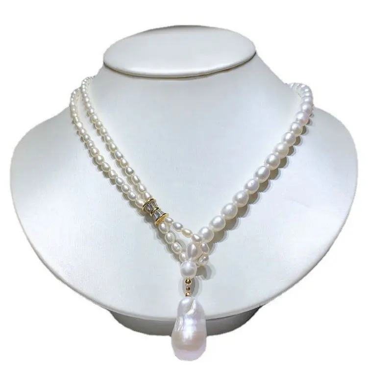 

New Fine Natural Fresh Water Baroque Pearl Water-drop Personality Pendant Necklaces for Women