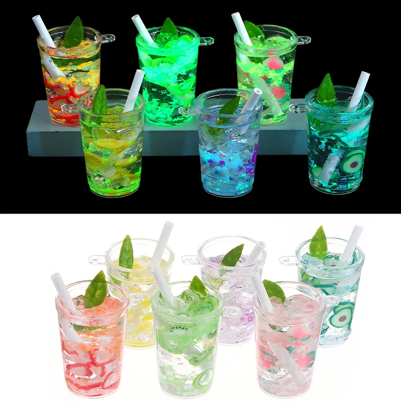 

1Pc Mini Fluorescent Fruit Ice Bucket Cup Leaf Drink Cup Ice Cream Cup Micro Landscape Ornament Dollhouse Miniature Decoration