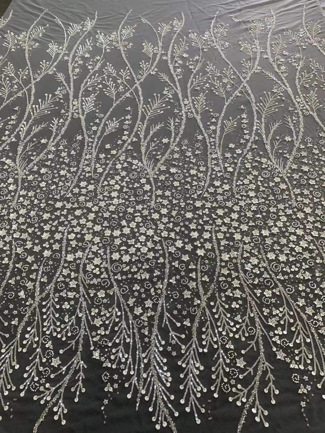 

130CM Wide Off White Embroidered Tulle Bride Beading Lace Fabric 2023 NEW Arrivals Promotion Price 1 Yard