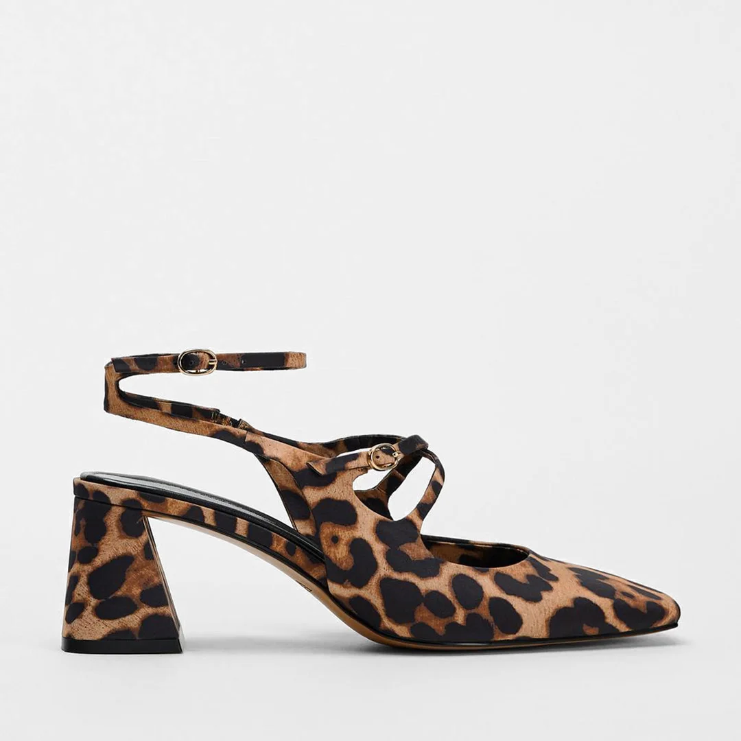 TRAF шикарные леопардовые туфли-лодочки сандалии для женщин женская обувь с