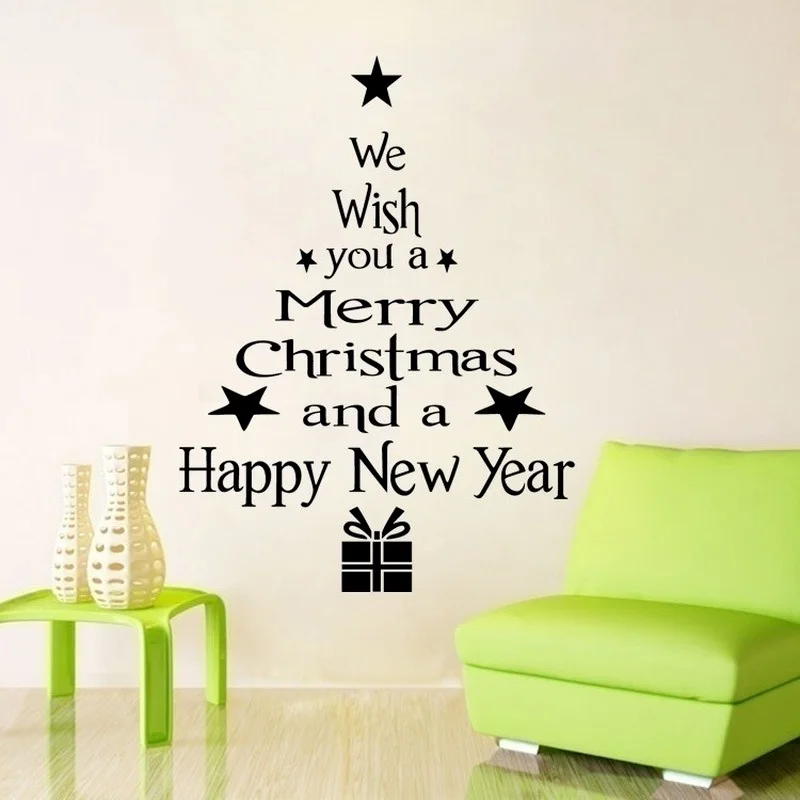 

Removable Merry Christmas Tree DIY Wall Stickers Art Vinyl Decal Home Window Decoration Home Decoration Stickers & Posters