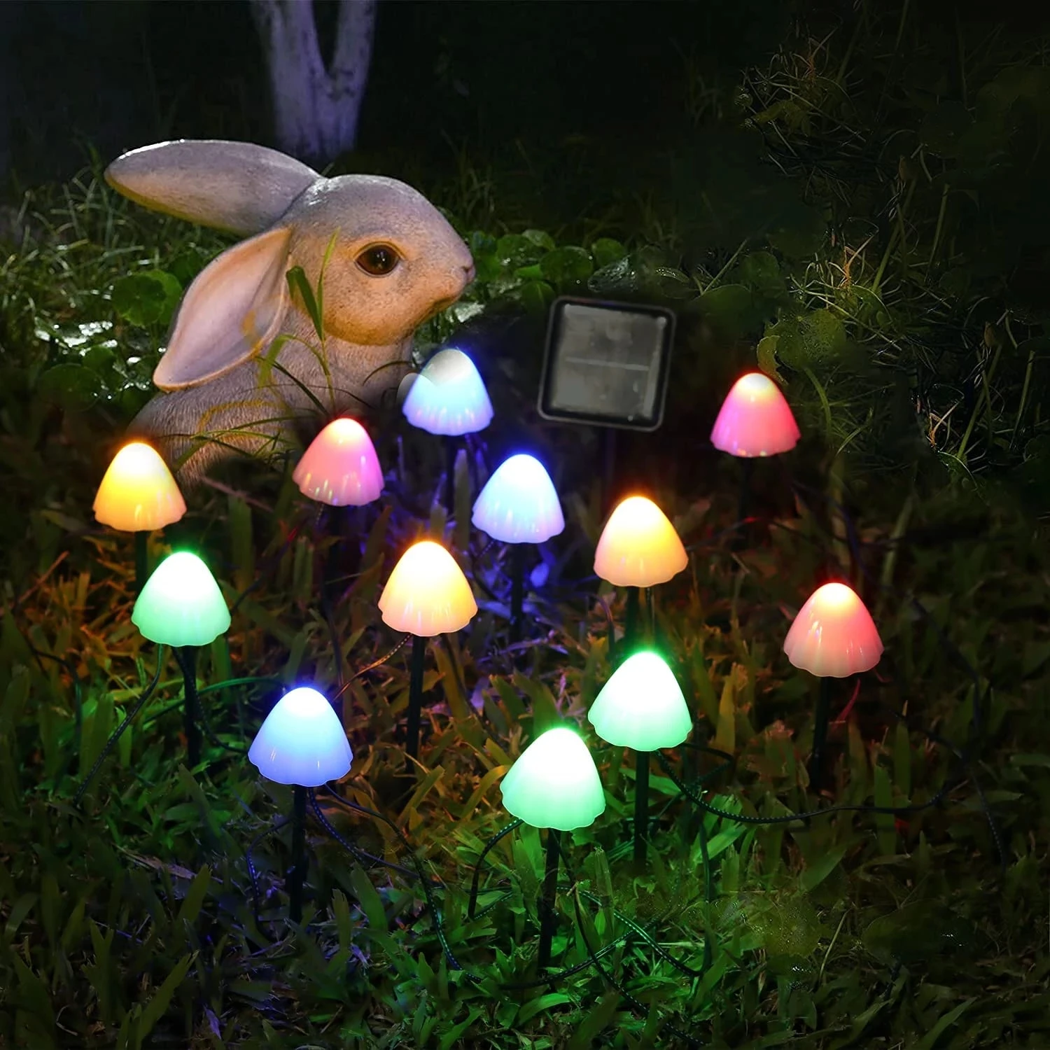 Solar Lights Mushroom Waterproof LED String Light Cute Colorful Landscape Fair Lamp For Garden Patio Pathway Outdoor Decoration